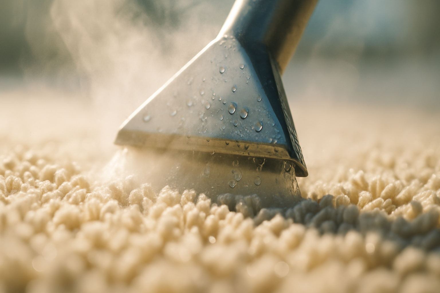 Close-up enzymatic cleaner applied to Tampa home carpet for pet odor removal