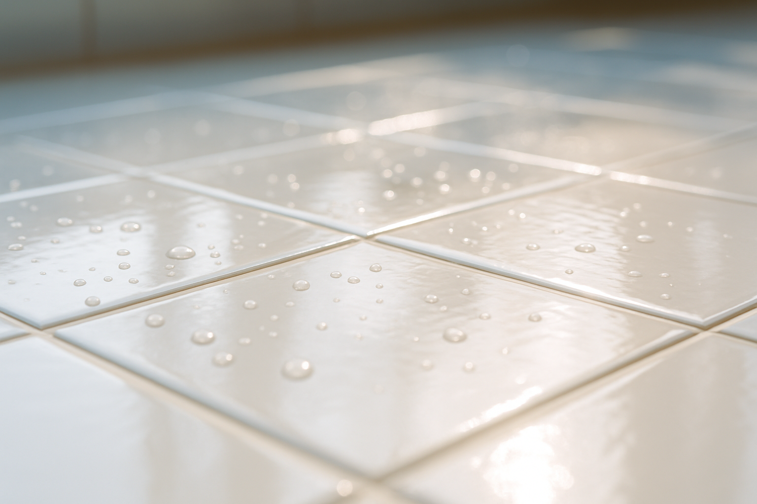 Close-up of spotlessly clean kitchen tile grout in a Tampa home after FG7 pre-listing deep cleaning service