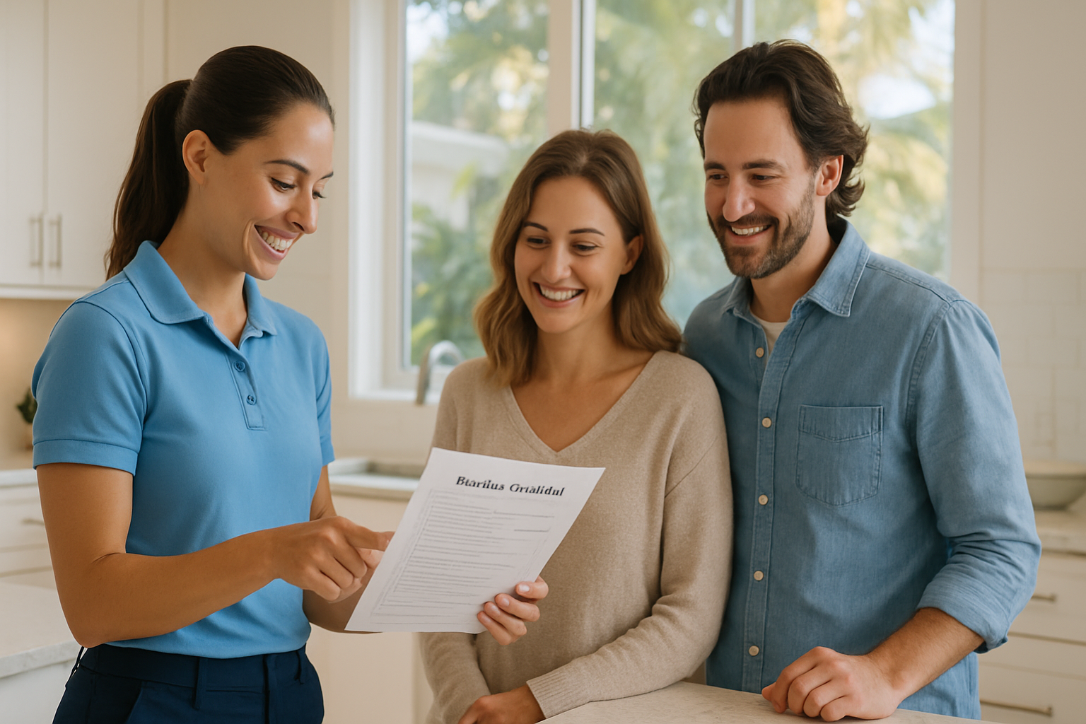 FG7 Cleaning professional reviewing a house cleaning checklist with a Tampa homeowner to clarify what is not included in house cleaning