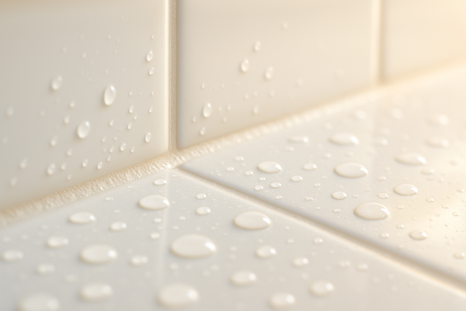Close-up of sparkling clean bathroom tile and grout in a Tampa home after a professional recurring cleaning visit