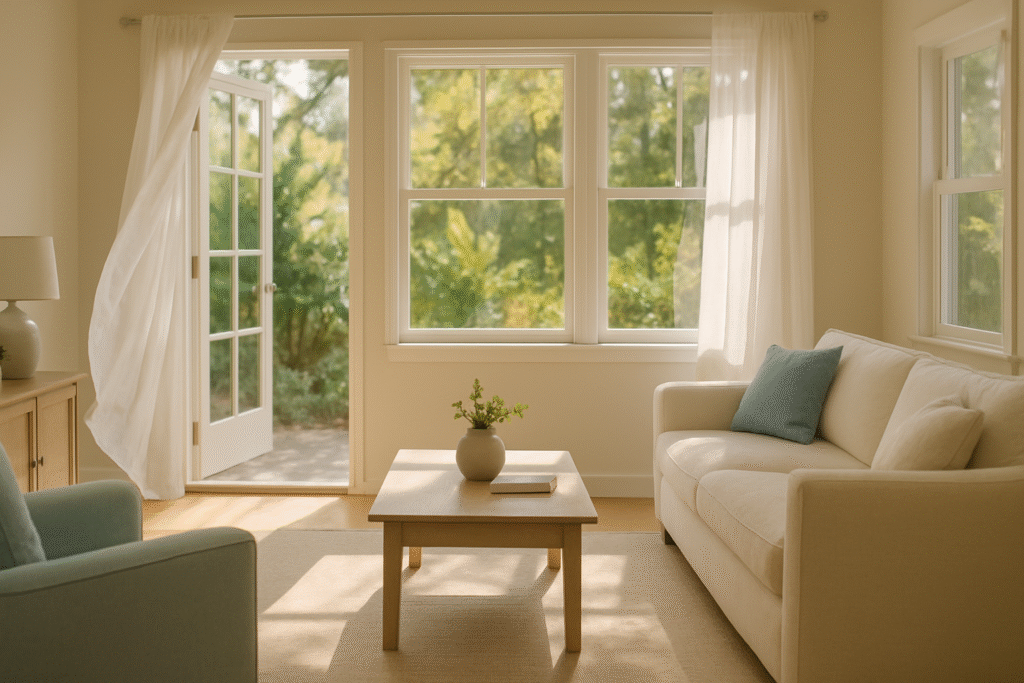 Tampa home with windows open on a mild October morning during a post-summer reset — October cleaning checklist Tampa